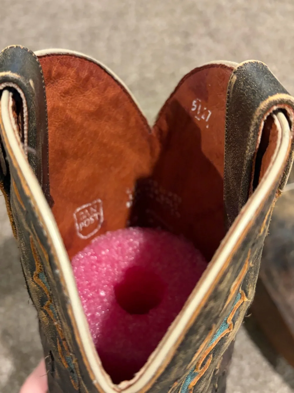 Dan Post Brown Western Boots with Teal and Cream Accents